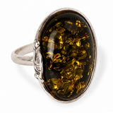Inel Argint 925 cu Chihlimbar Verde Oval – Echilibru si Eleganta Naturala