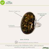 Inel Argint 925 cu Chihlimbar Verde Oval – Echilibru si Eleganta Naturala