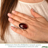 Inel Argint 925 cu Chihlimbar Cherry Oval – Eleganta Calda si Feminitate