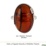 Inel Argint 925 cu Chihlimbar Cherry Oval – Eleganta Calda si Feminitate
