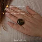 Inel Argint 925 cu Chihlimbar Verde Oval – Eleganta Naturala si Energie Feminina