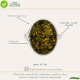 Inel Argint 925 cu Chihlimbar Verde Oval – Eleganta Naturala si Energie Feminina