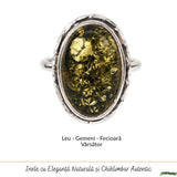 Inel Argint 925 cu Chihlimbar Verde Oval – Energie Naturala si Eleganta Statement