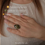 Inel Argint 925 cu Chihlimbar Verde Oval – Energie Naturala si Eleganta Statement