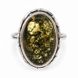 Inel Argint 925 cu Chihlimbar Verde Oval – Energie Naturala si Eleganta Statement