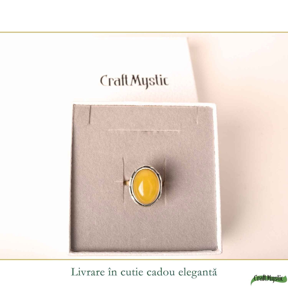 Inel Argint 925 cu Chihlimbar Galben Oval – Caldura si Eleganta Naturala