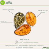 Inel Argint 925 cu Chihlimbar Coniac si Verde Floare – Caldura si Feminitate Naturala