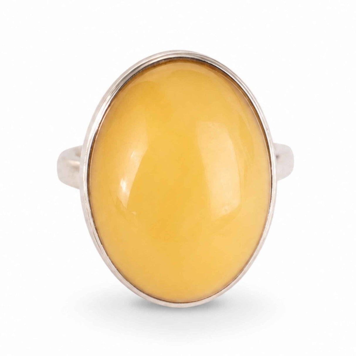 Inel Argint 925 cu Chihlimbar Galben Oval – Eleganta Solara si Feminitate