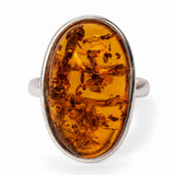 Inel Argint 925 cu Chihlimbar Coniac Oval – Eleganta Calda si Rafinament Natural