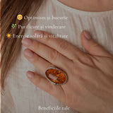 Inel Argint 925 cu Chihlimbar Coniac Oval – Eleganta Calda si Rafinament Natural