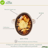Inel Argint 925 cu Chihlimbar Verde Oval si Trandafir sculptat– Eleganta si Energie Naturala
