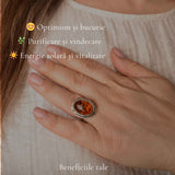 Inel Argint 925 cu Chihlimbar Coniac Oval – Eleganta Calda si Energie Naturala