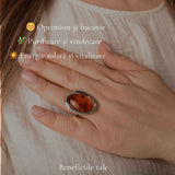 Inel Argint 925 cu Chihlimbar Coniac Oval – Eleganta Calda si Energie Naturala
