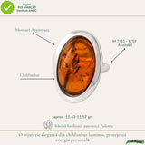 Inel Argint 925 cu Chihlimbar Coniac Oval – Eleganta Calda si Energie Naturala