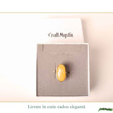 Inel Argint 925 cu Chihlimbar Galben Oval – Eleganta Calda si Energie Pozitiva
