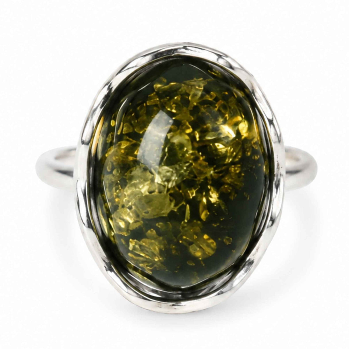 Inel Argint 925 cu Chihlimbar Verde Oval – Eleganta Naturala si Energie Pozitiva