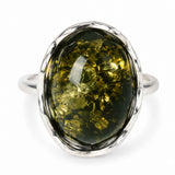 Inel Argint 925 cu Chihlimbar Verde Oval – Eleganta Naturala si Energie Pozitiva