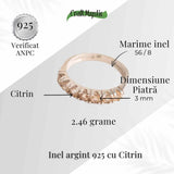 Inel Argint 925 cu Citrin Marime 56 - Energie Solara si Abundenta Zilnica