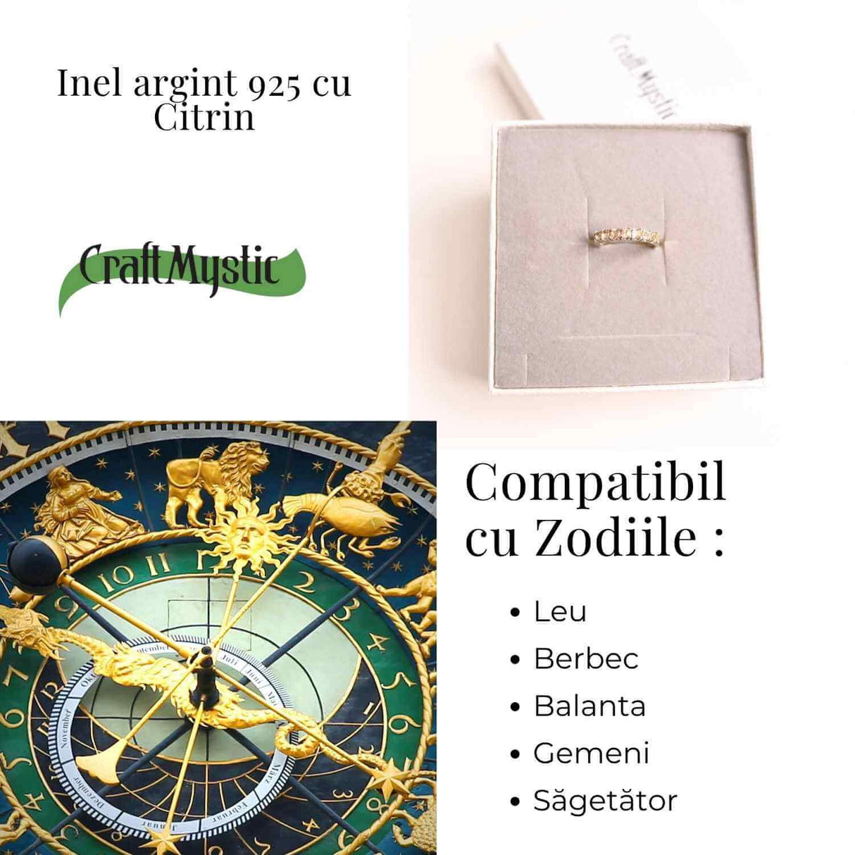 Inel Argint 925 cu Citrin Marime 56 - Energie Solara si Abundenta Zilnica