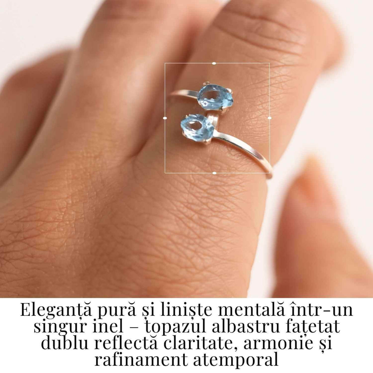 Inel Ajustabil Argint 925 cu dublu Topaz Albastru Fatetat - Claritate si Echilibru Emotional