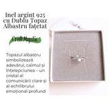 Inel Ajustabil Argint 925 cu dublu Topaz Albastru Fatetat - Claritate si Echilibru Emotional