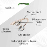 Inel Ajustabil Argint 925 cu dublu Topaz Albastru Fatetat - Claritate si Echilibru Emotional