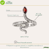 Inel Argint 925 cu Granat Sarpe – Protectie, Transformare si Putere