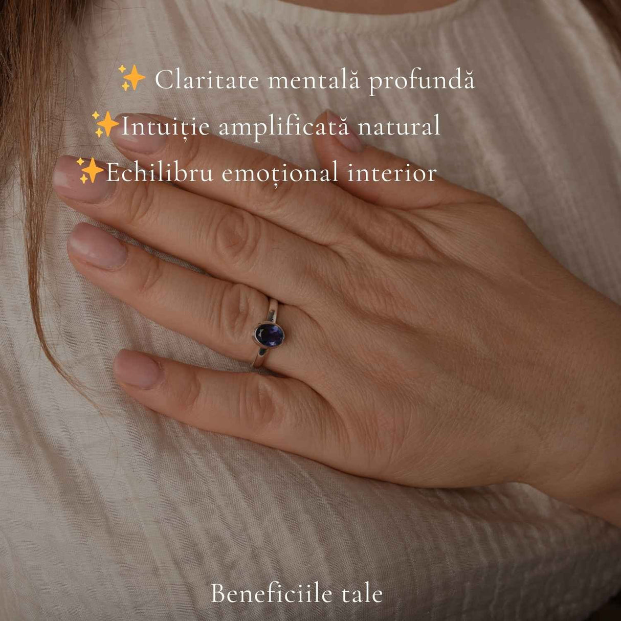 Inel Argint 925 cu Iolit Fatetat Oval – Claritate si Intuitie Feminina
