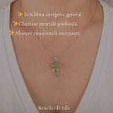 Colier Argint 925 cu Triplu Kianit Verde – Echilibru si Claritate Interioara