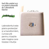 Inel Argint 925 cu Labradorit fatetat forma delica- Intuitie si Protectie