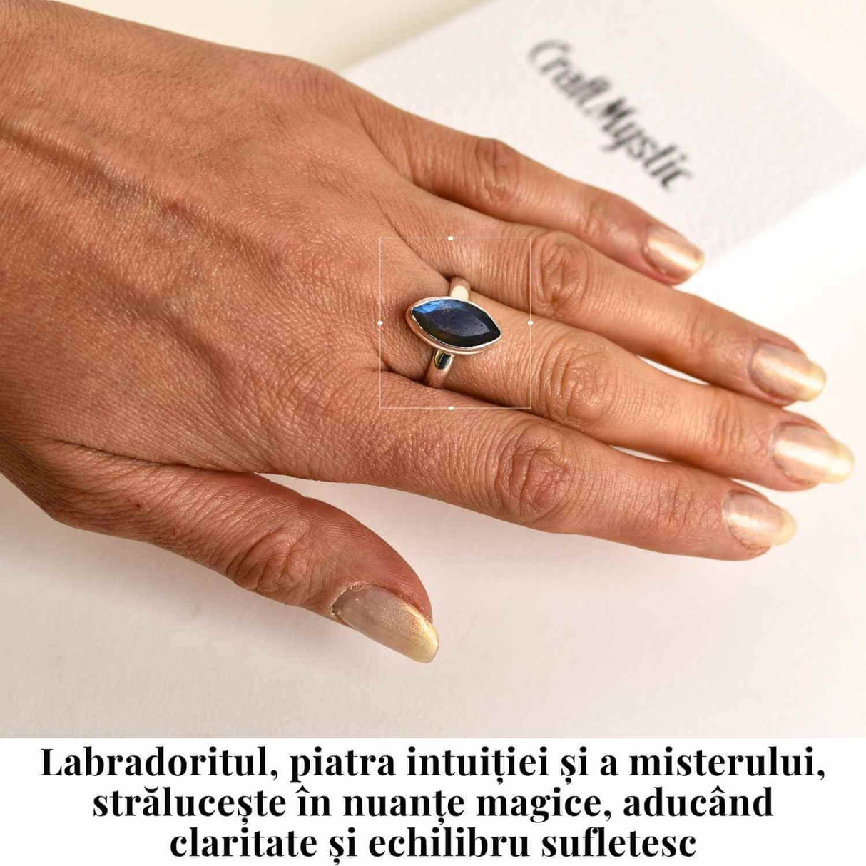 Inel Argint 925 cu Labradorit fatetat forma delica- Intuitie si Protectie