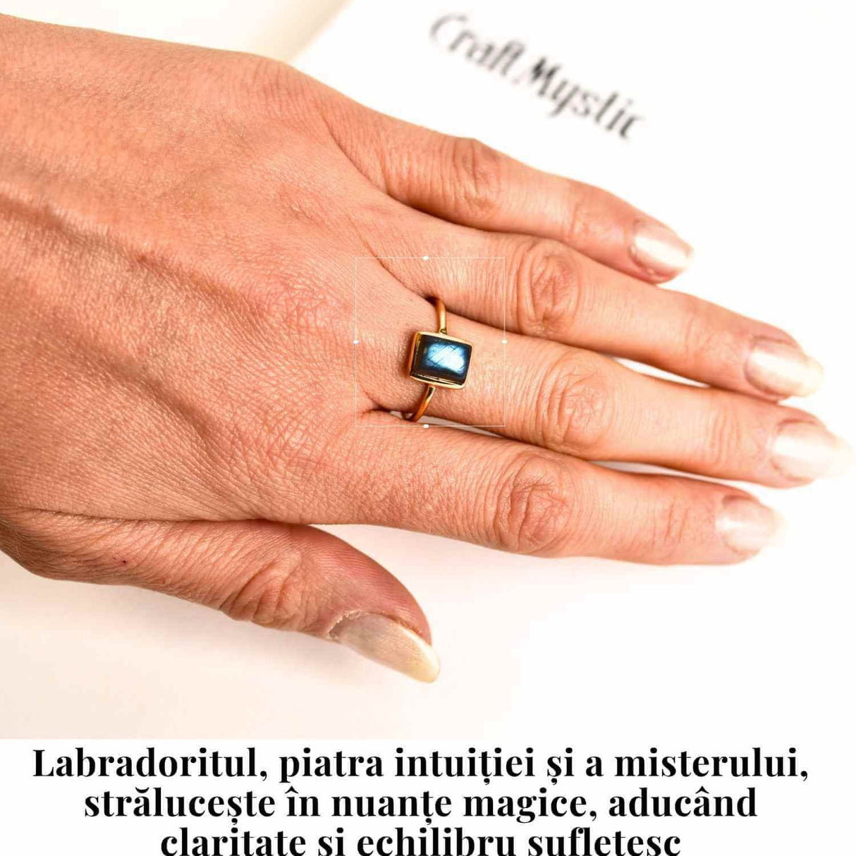 Inel Argint 925 placat cu aur 18K cu Labradorit - Claritate si Protectie Energetica