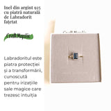 Inel Argint 925 cu Labradorit fatetat forma Dreptunghi - Claritate si Protectie