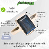 Inel Argint 925 cu Labradorit fatetat forma Dreptunghi - Claritate si Protectie