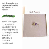 Inel argint 925 cu Ametist si Peridot - Echilibru si Vitalitate
