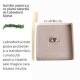 Inel Argint 925 cu Labradorit fatetat froma Lacrima - Vindecare si Intuitie