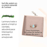 Inel Argint 925 cu Larimar forma delica Marime 49 (EU) / 5 (US) - Claritate si Protectie Interioara