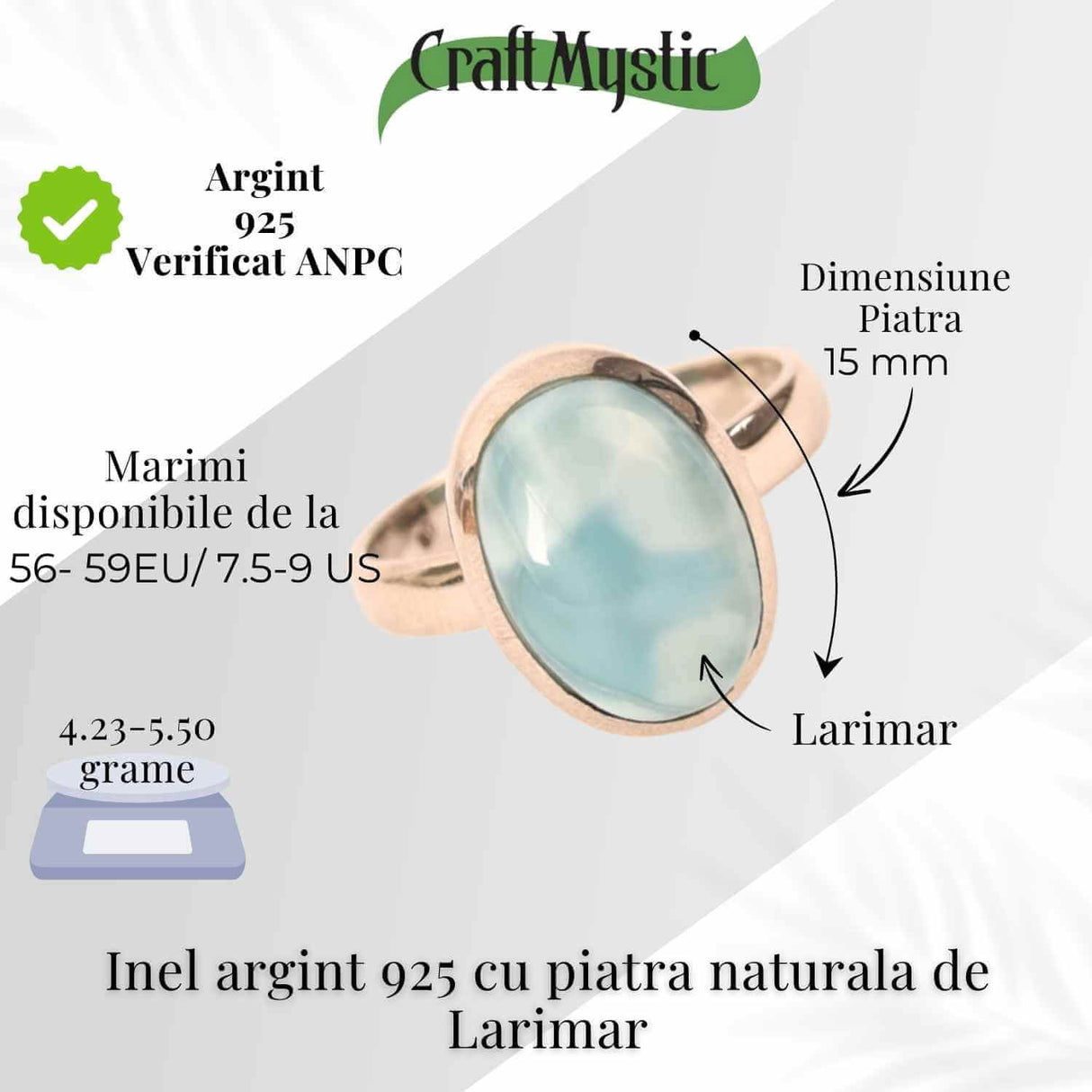 Inel Argint 925 cu Larimar Oval - Echilibru si Liniste Interioara