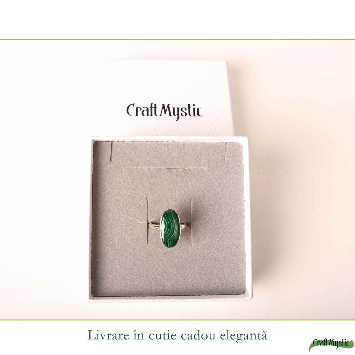 Inel Argint 925 cu Malachit Oval – Protectie si Echilibru Feminin