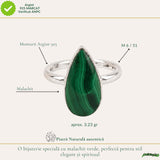 Inel Argint 925 cu Malachit Lacrima – Protectie si Feminitate Eleganta
