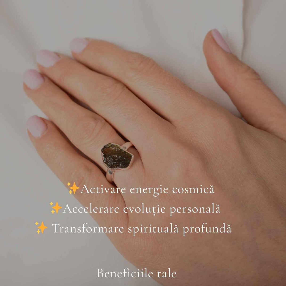 Inel Argint 925 cu Moldavit Natural Brut, M6.5/53 – Activare Chakre si Vindecare Energetica