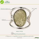 Inel Argint 925 cu Moldavit Brut Floare – Transformare si Energie