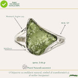 Inel Argint 925 cu Moldavit Natural Brut, M8/57– Energie Inalta si Transformare Spirituala