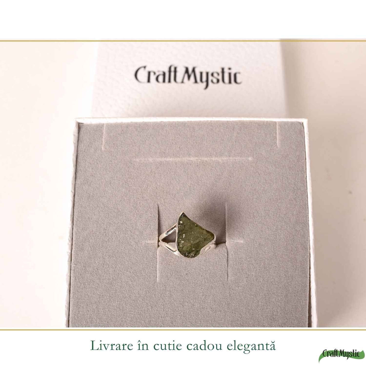 Inel Argint 925 cu Moldavit Natural Brut, M8/57– Energie Inalta si Transformare Spirituala