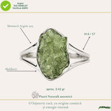 Inel din Argint 925 cu Piatra Naturala Moldavit, M8/57 – Protectie si Evolutie Interioara
