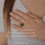 Inel din Argint 925 cu Piatra Naturala Moldavit, M8/57 – Protectie si Evolutie Interioara