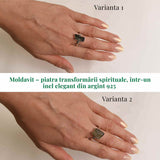 Inel argint 925 cu Moldavit natural brut Marime 54-55/7- Bijuterie rara, energie cosmica