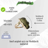 Inel argint 925 cu Moldavit natural brut Marime 48-49 (EU) / 5 (US) - Piatra transformarii spirituale