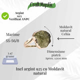 Inel argint 925 cu Moldavit natural brut Marime 55-56 (EU) / 8 (US) - Piatra transformarii spirituale