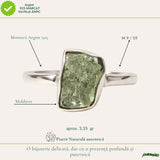 Inel din Argint 925 cu Moldavit Verde, M9/59 – Piatra Transformarii si Vindecarii Profunde